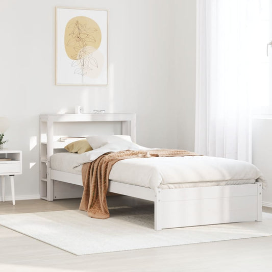 vidaXL Bed Frame with Headboard without Mattress White 90x200 cm