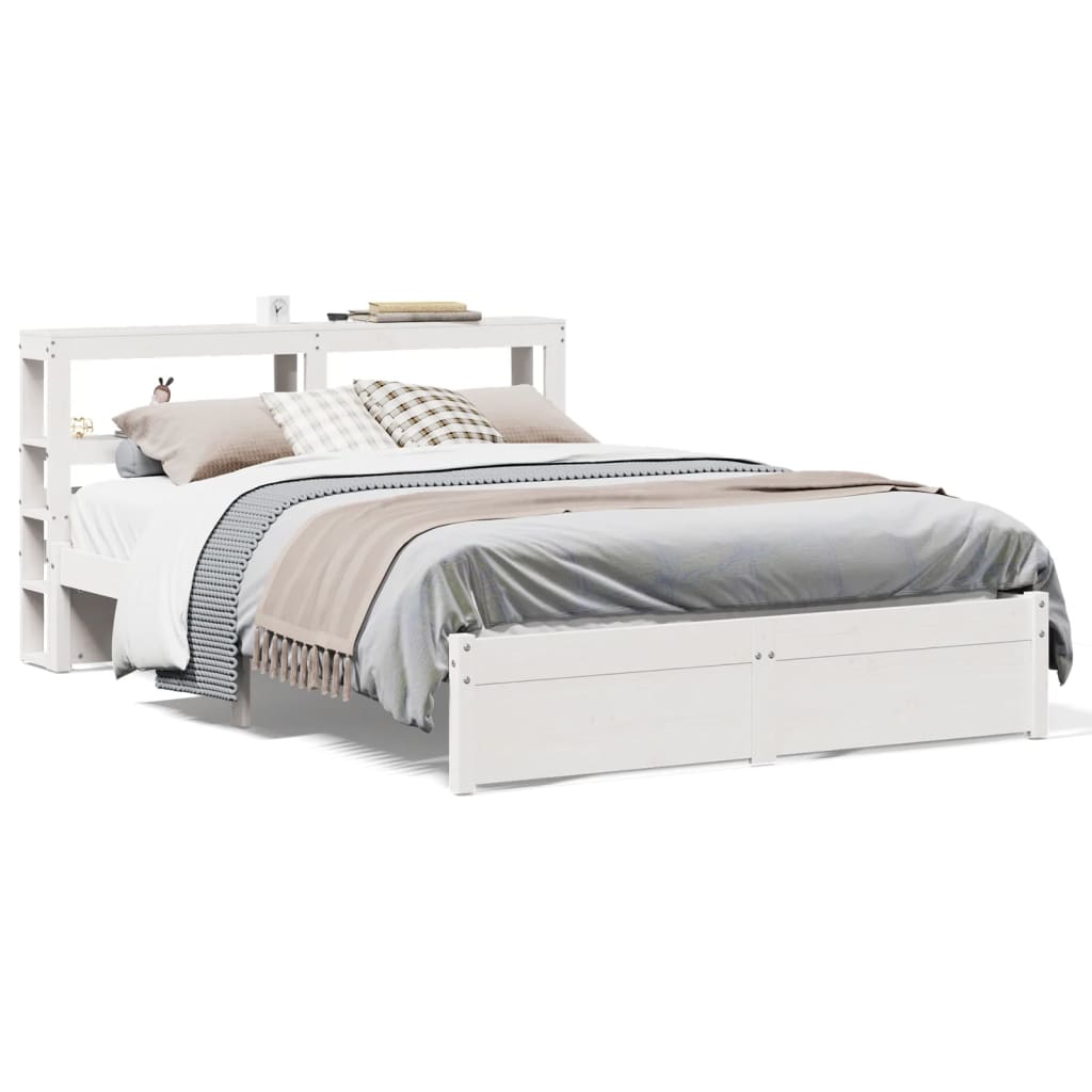 vidaXL Bed Frame with Headboard without Mattress White 120x200 cm