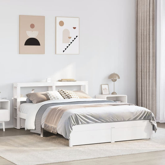 vidaXL Bed Frame with Headboard without Mattress White 150x200 cm King Size