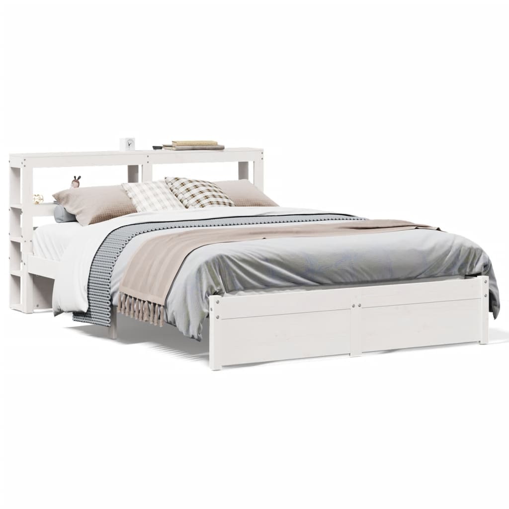 vidaXL Bed Frame with Headboard without Mattress White 160x200 cm