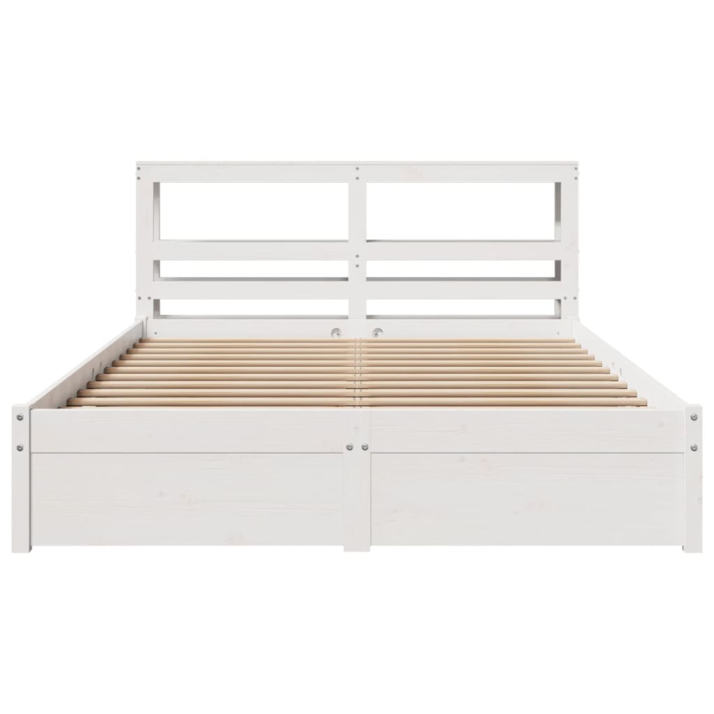 vidaXL Bed Frame with Headboard without Mattress White 160x200 cm