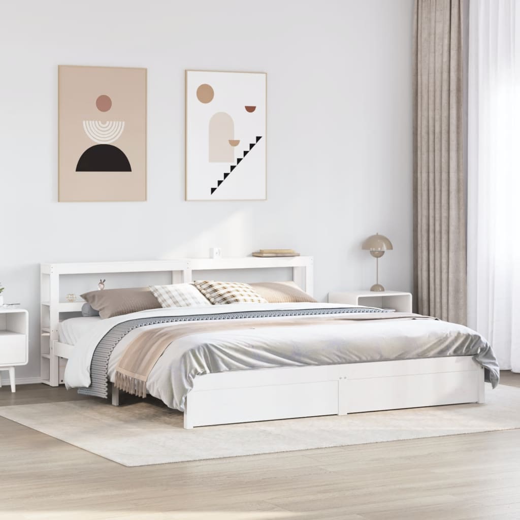 vidaXL Bed Frame with Headboard without Mattress White 200x200 cm