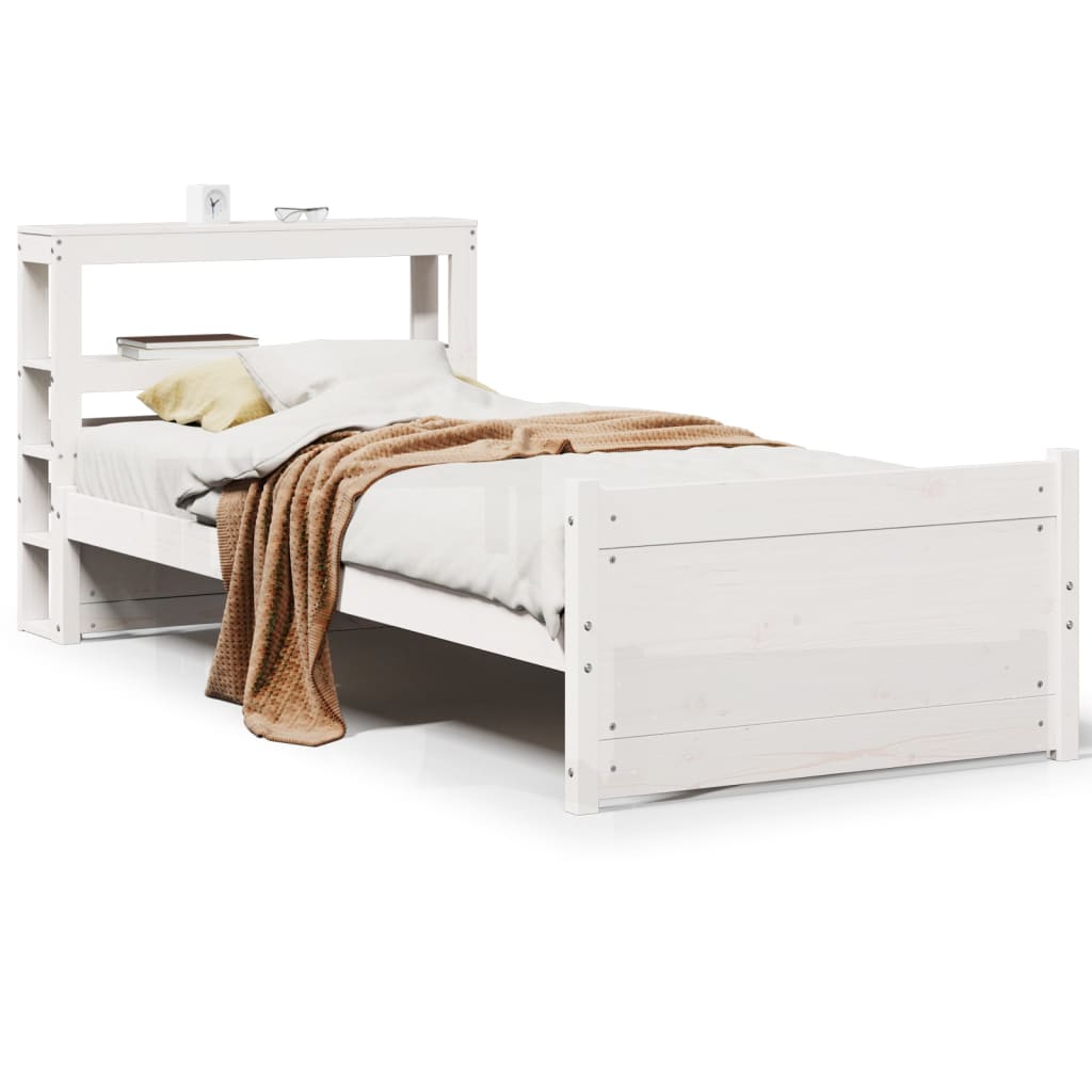 Bed Frame with Headboard without Mattress White 90x190 cm Single