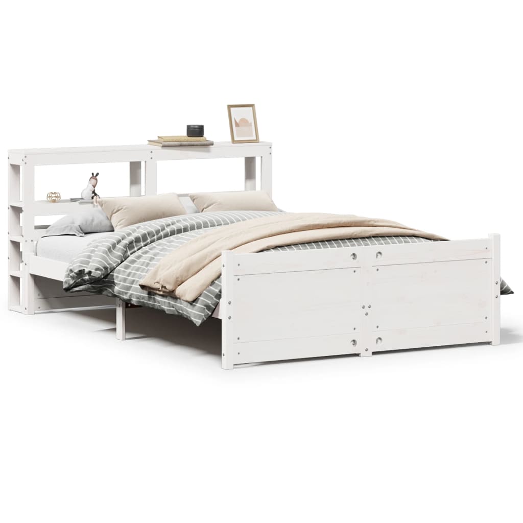 vidaXL Bed Frame with Headboard without Mattress White 140x190 cm