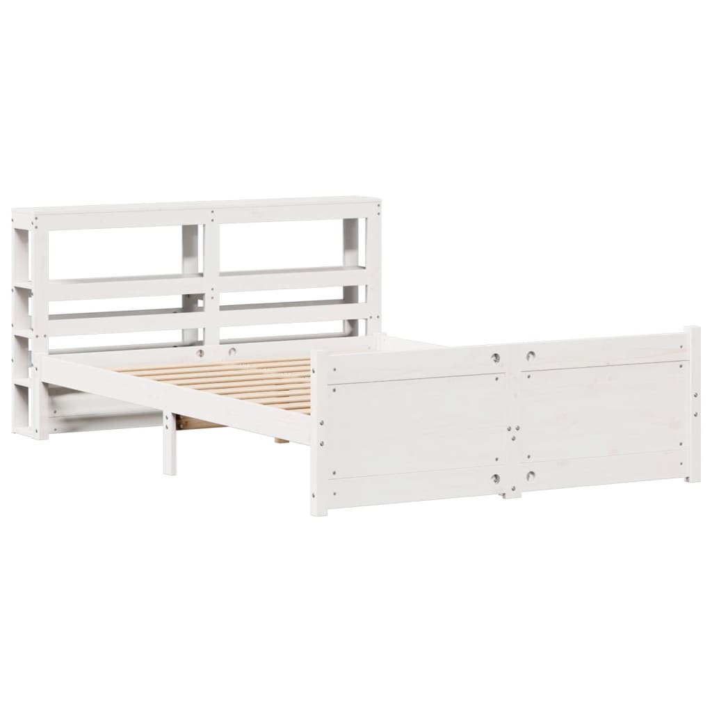 vidaXL Bed Frame with Headboard without Mattress White 140x190 cm