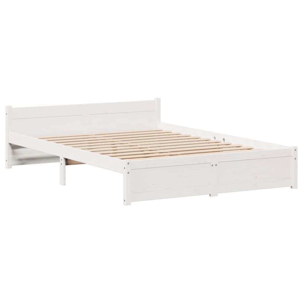 vidaXL Bed Frame with Headboard without Mattress White 140x190 cm