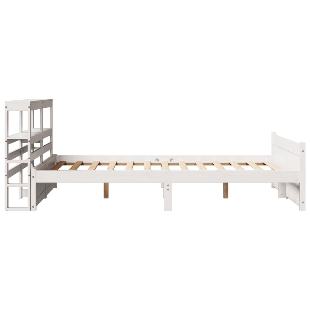 vidaXL Bed Frame with Headboard without Mattress White 140x190 cm