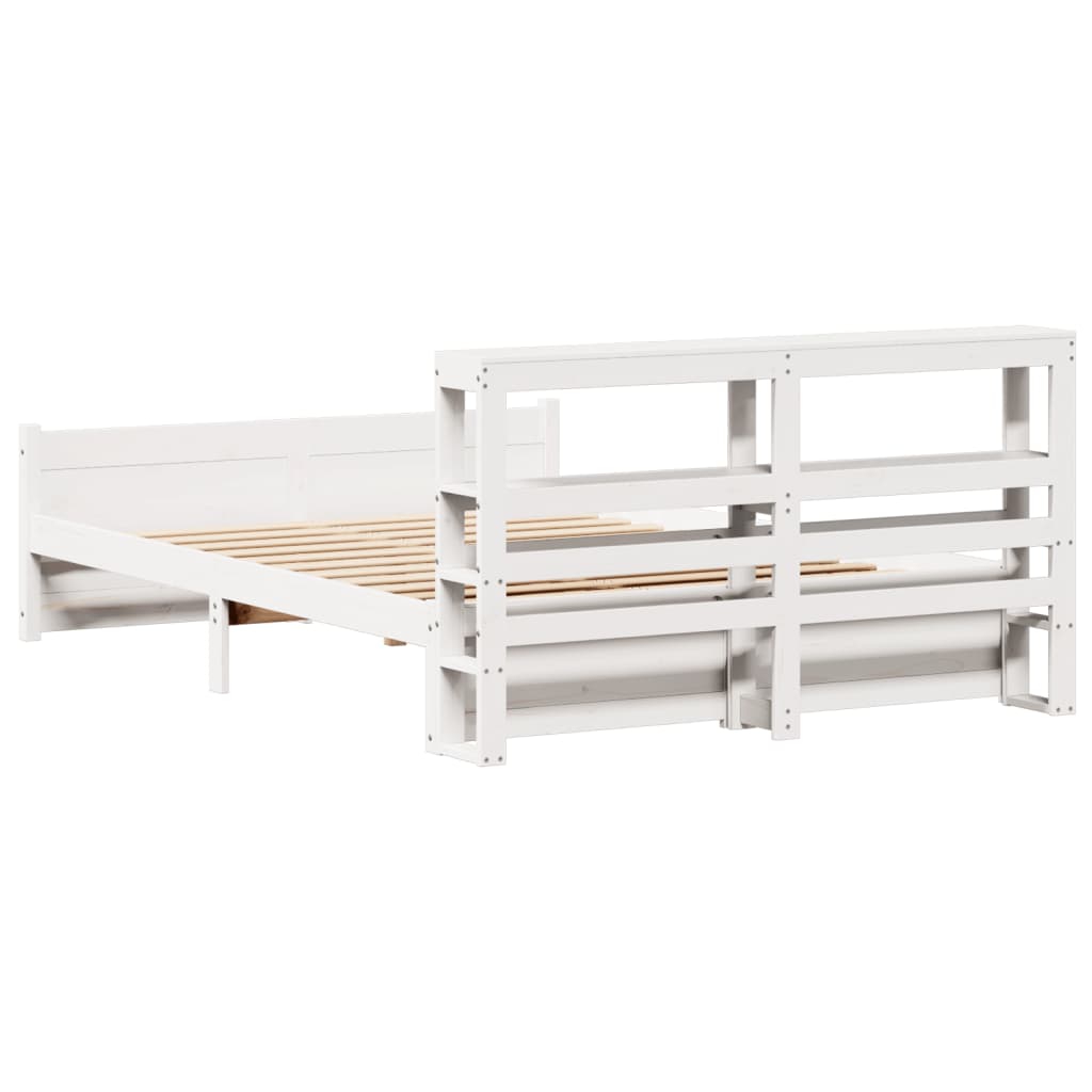 vidaXL Bed Frame with Headboard without Mattress White 140x190 cm