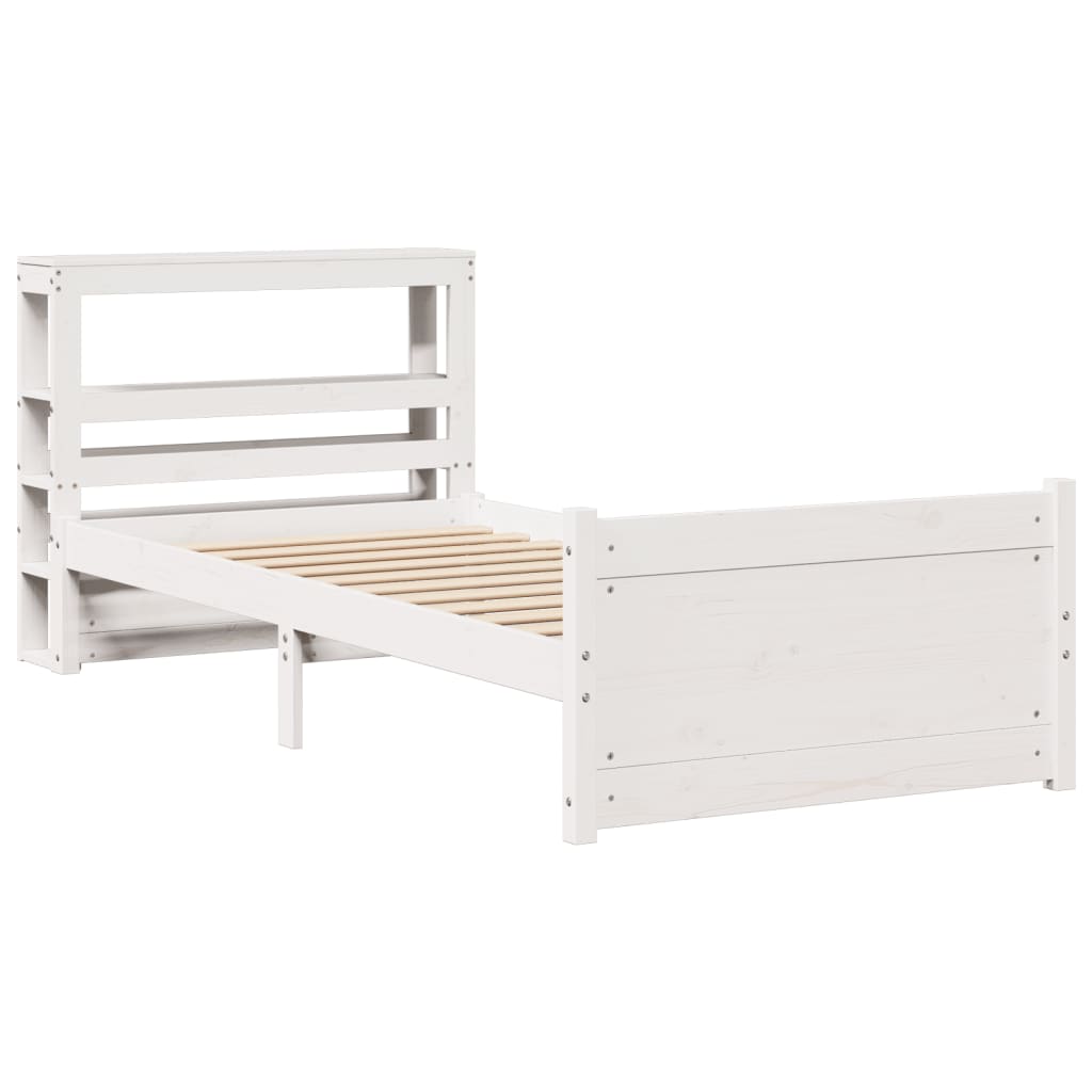 vidaXL Bed Frame with Headboard without Mattress White 90x200 cm