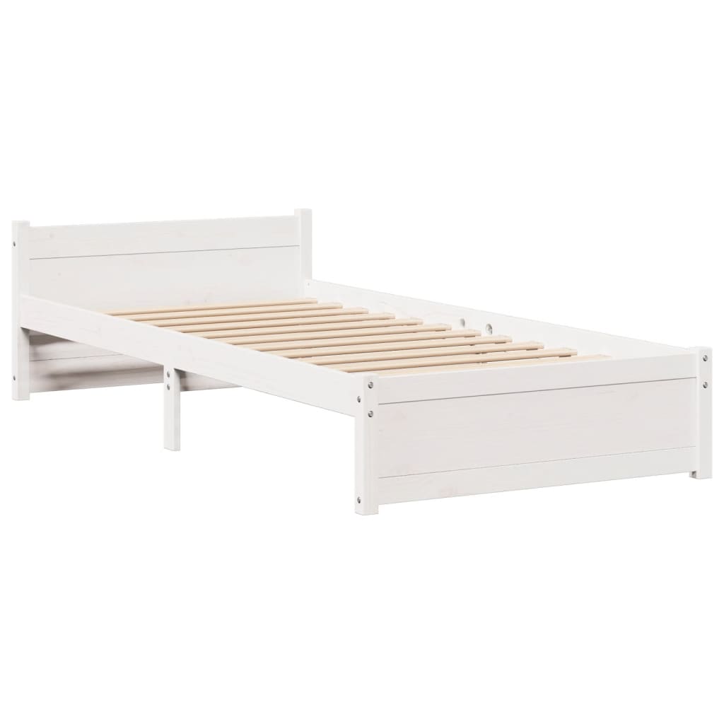 vidaXL Bed Frame with Headboard without Mattress White 90x200 cm