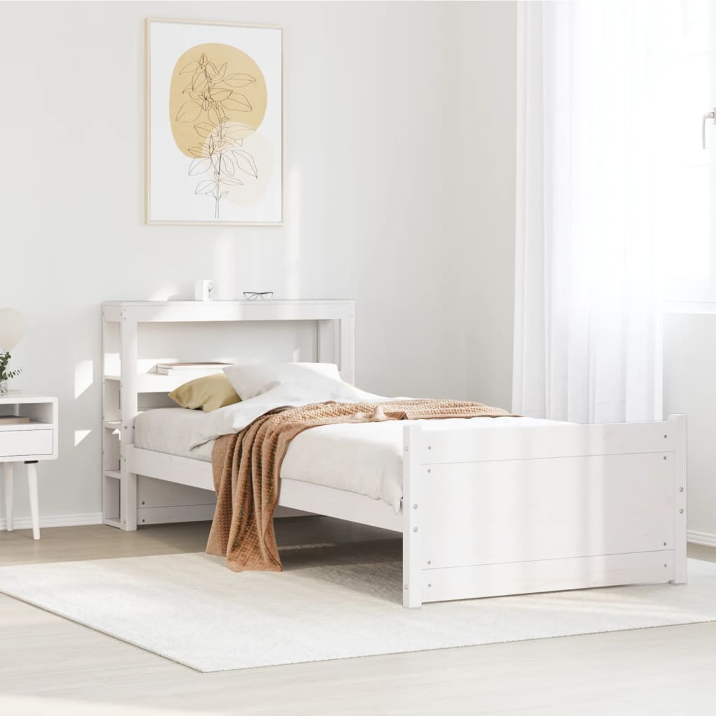 vidaXL Bed Frame with Headboard without Mattress White 90x200 cm