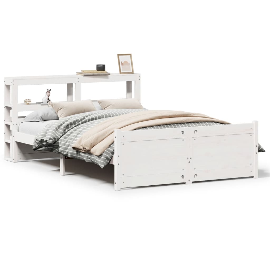 vidaXL Bed Frame with Headboard without Mattress White 140x200 cm