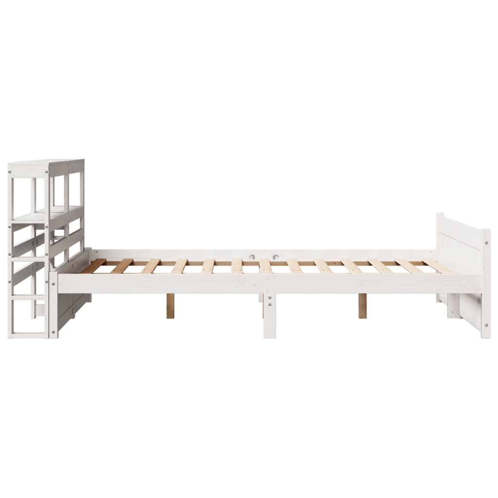 vidaXL Bed Frame with Headboard without Mattress White 140x200 cm