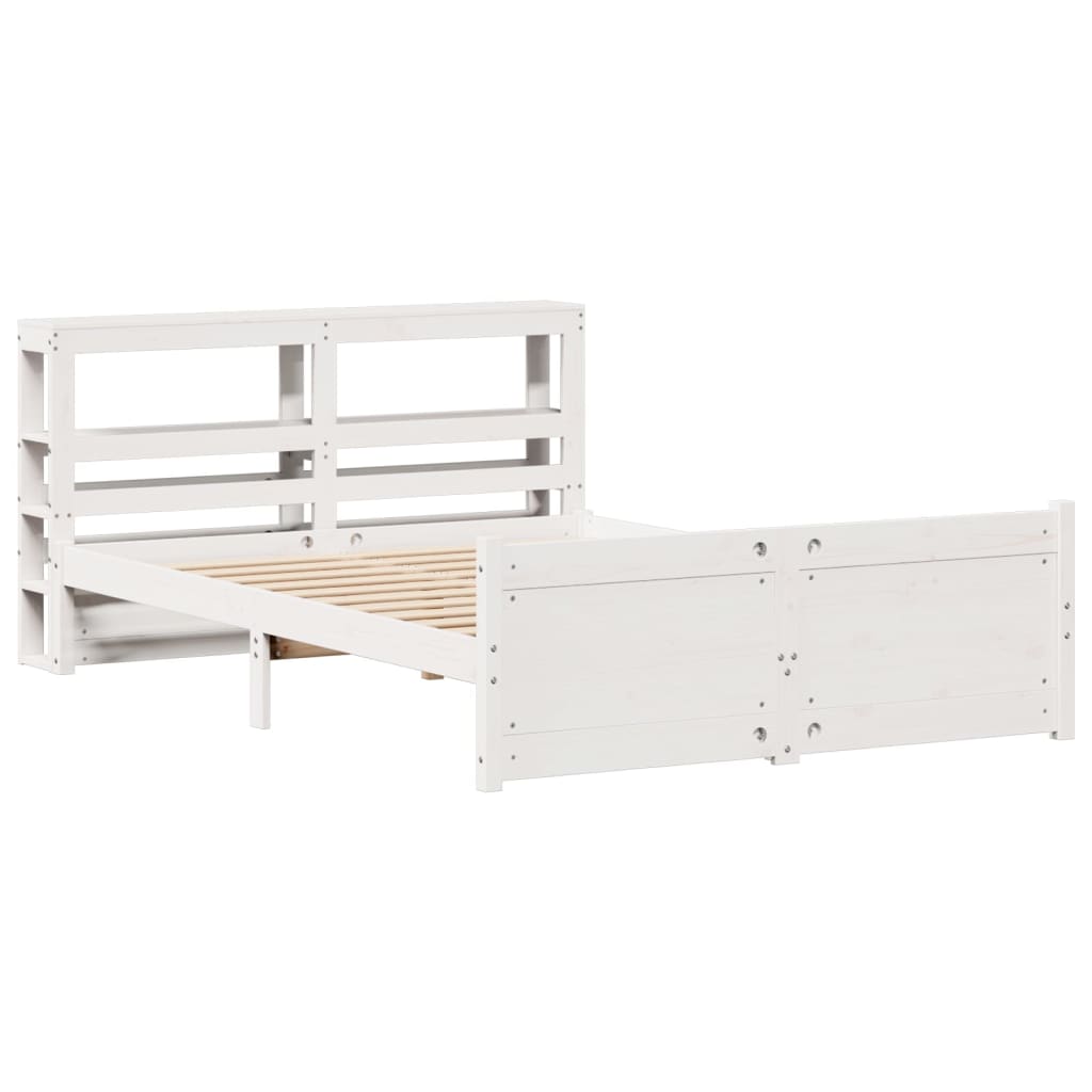 vidaXL Bed Frame with Headboard without Mattress White 150x200 cm King Size