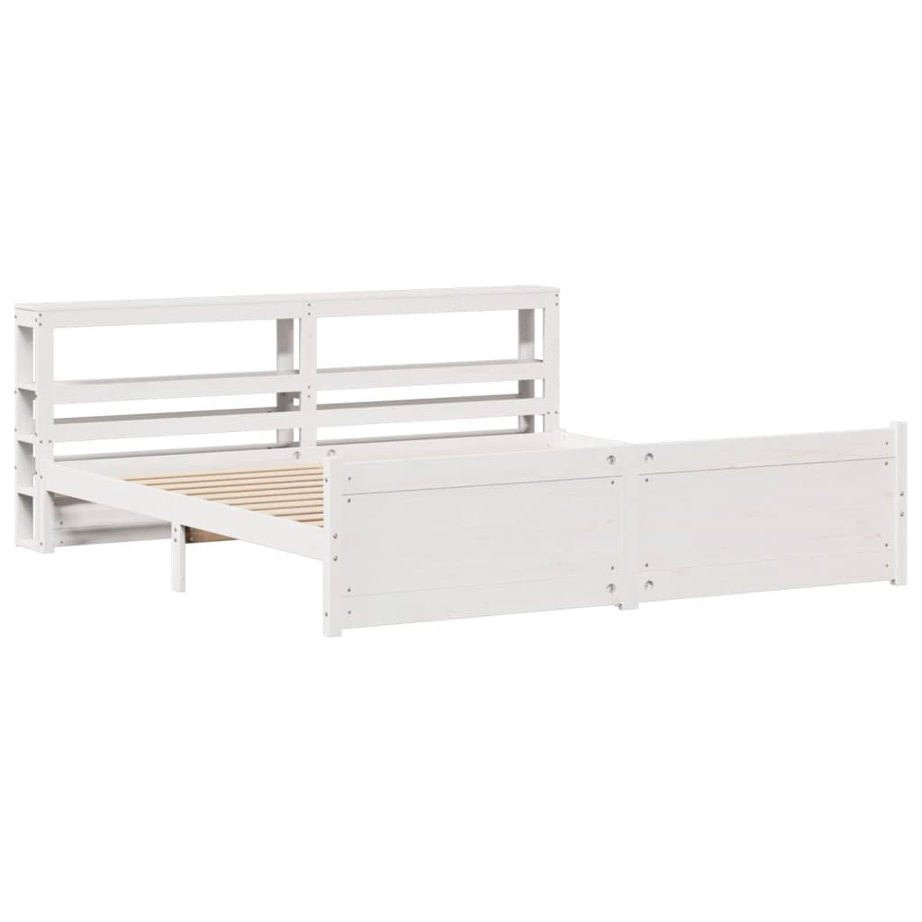 vidaXL Bed Frame with Headboard without Mattress White 200x200 cm