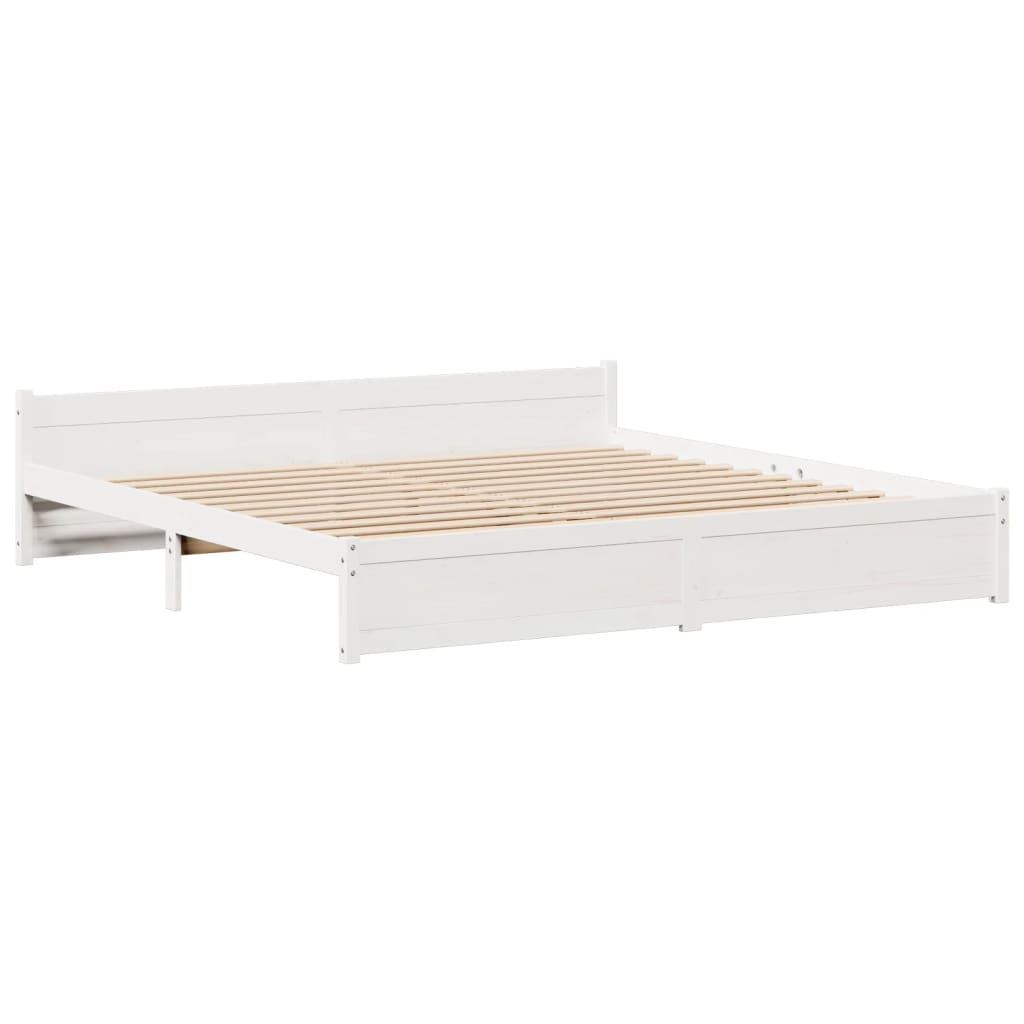 vidaXL Bed Frame with Headboard without Mattress White 200x200 cm