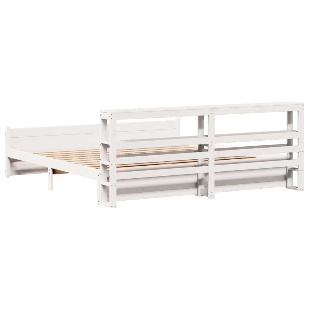 vidaXL Bed Frame with Headboard without Mattress White 200x200 cm