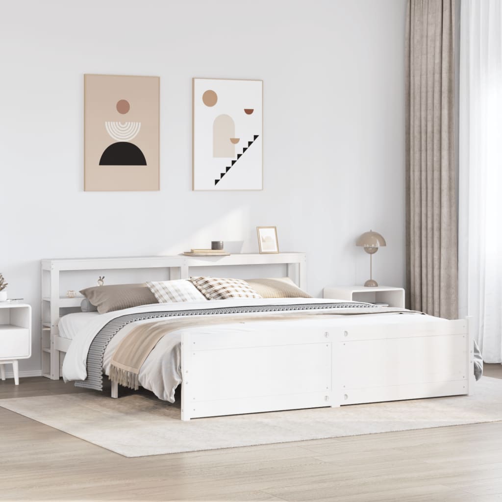 vidaXL Bed Frame with Headboard without Mattress White 200x200 cm