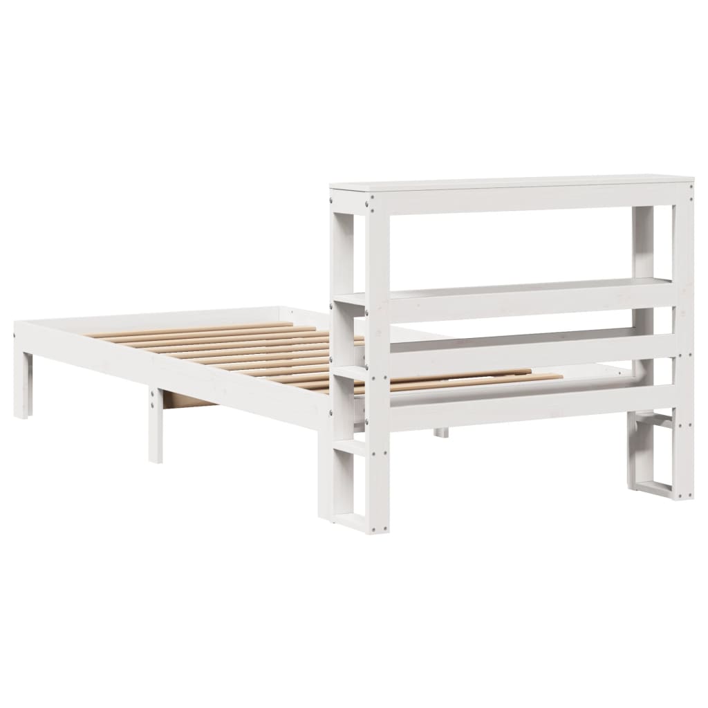 Bed Frame with Headboard without Mattress White 75x190 cm Small Single