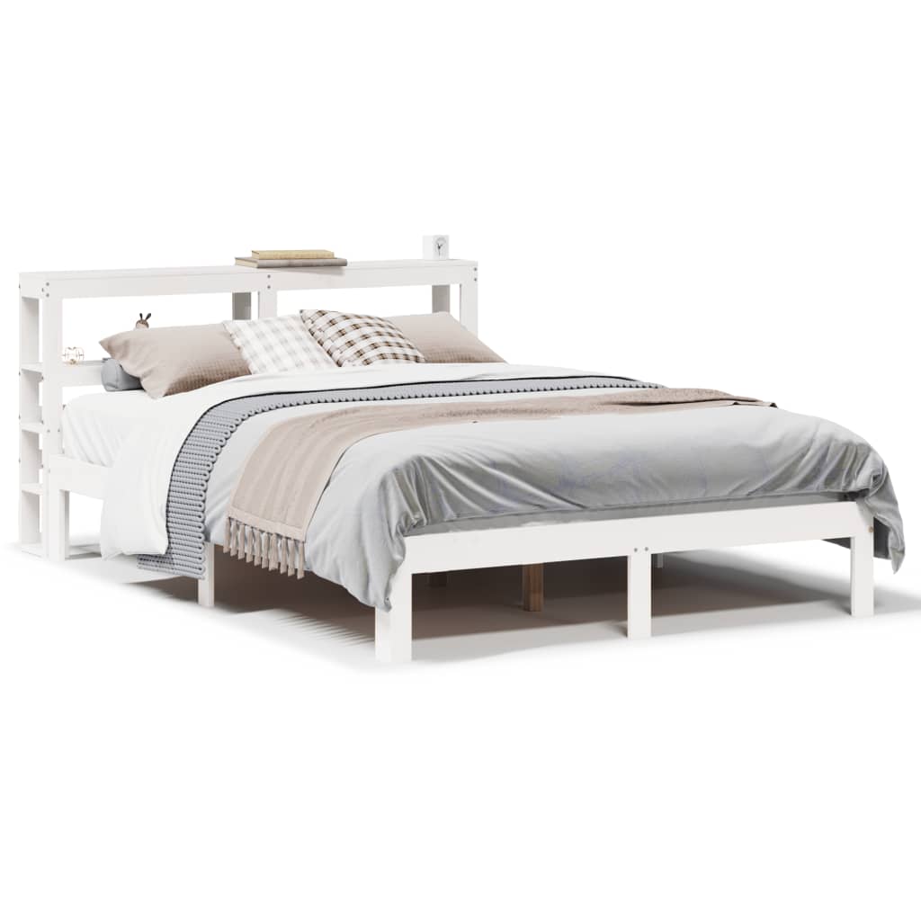 Bed Frame with Headboard without Mattress White 120x190 cm Small Double