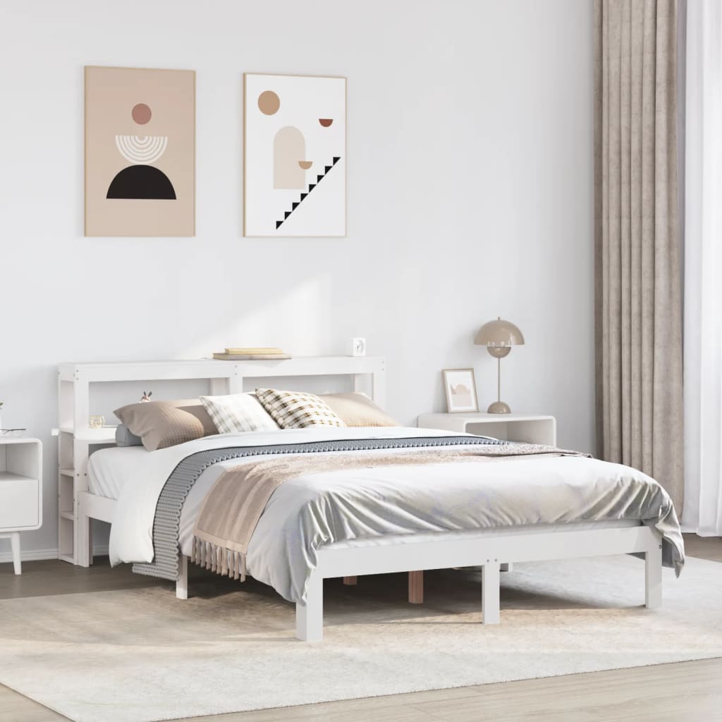 Bed Frame with Headboard without Mattress White 150x200 cm King Size