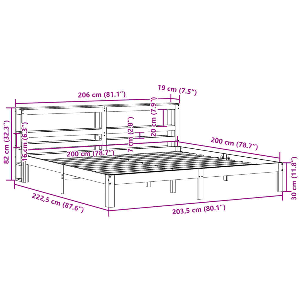 Bed Frame with Headboard without Mattress 200x200 cm