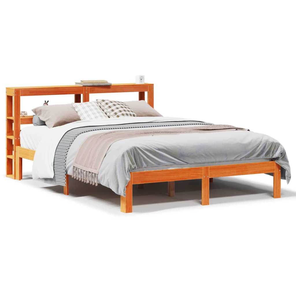 Bed Frame without Mattress Wax Brown 135x190 cm Double Solid Wood Pine