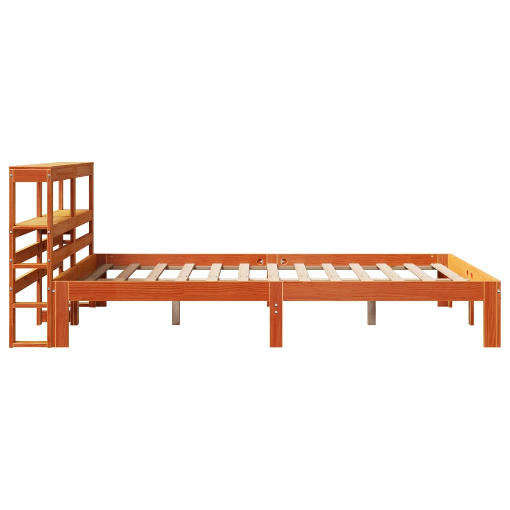 Bed Frame without Mattress Wax Brown 135x190 cm Double Solid Wood Pine
