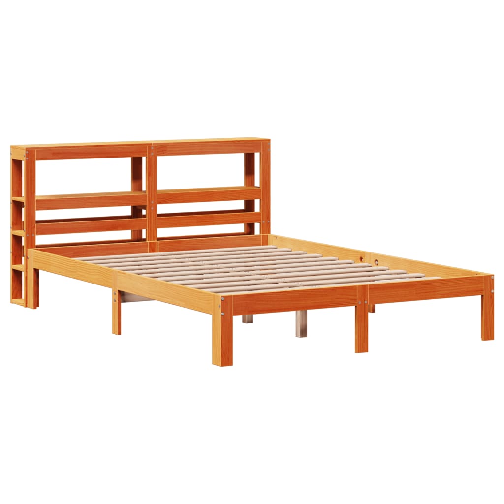Bed Frame without Mattress Wax Brown 140x190 cm Solid Wood Pine