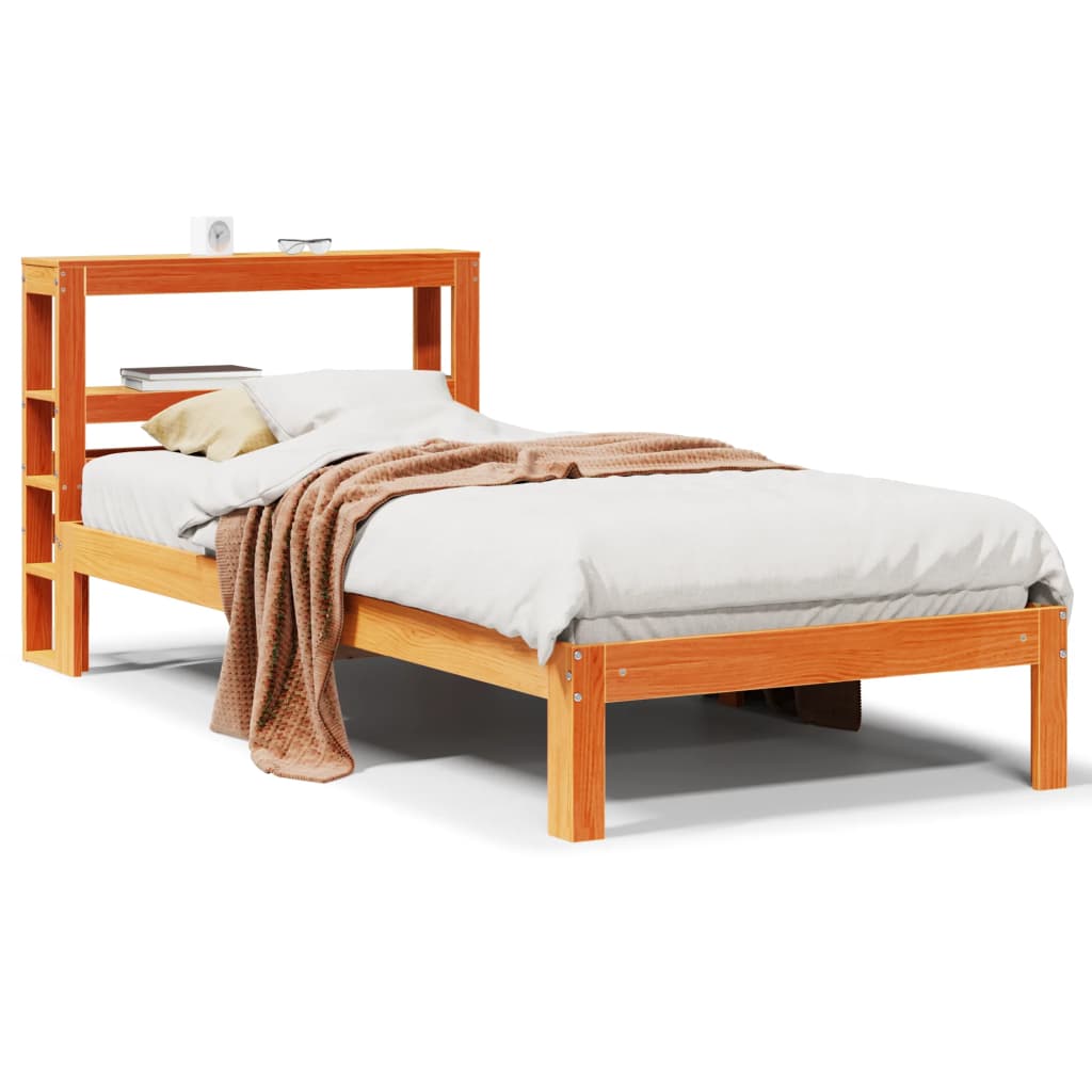 Bed Frame without Mattress Wax Brown 100x200 cm Solid Wood Pine