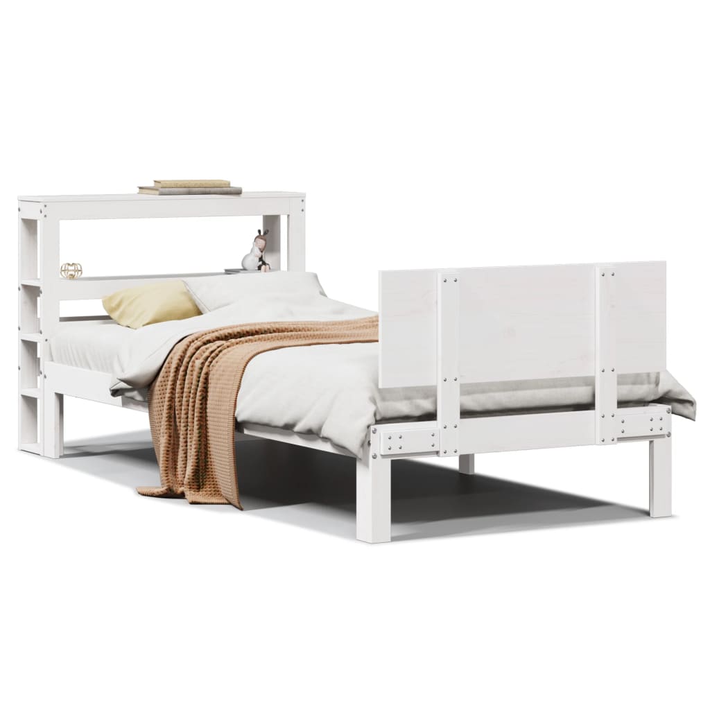 vidaXL Bed Frame with Headboard without Mattress White 75x190 cm Small Single