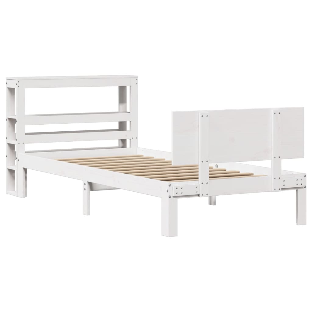 vidaXL Bed Frame with Headboard without Mattress White 75x190 cm Small Single