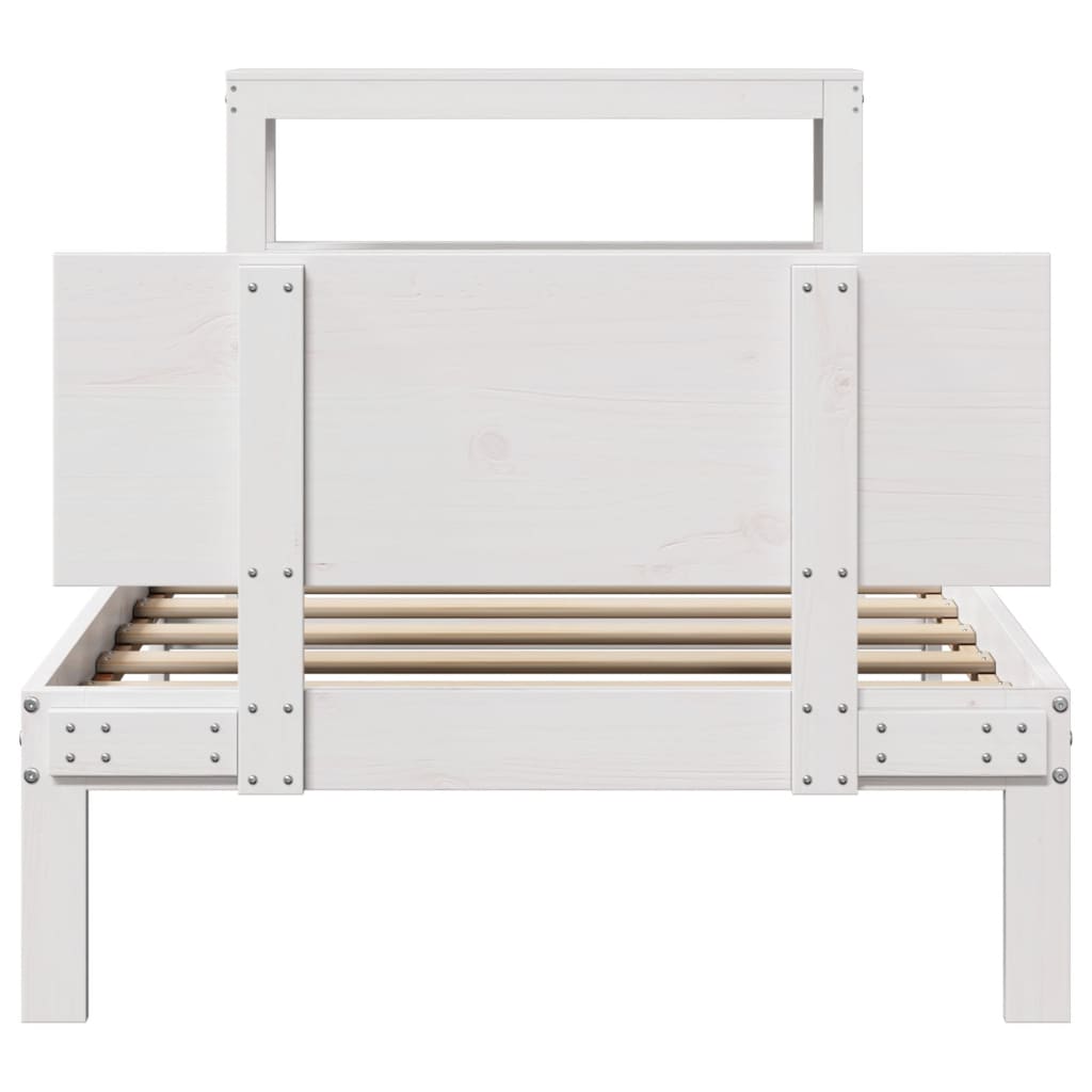 vidaXL Bed Frame with Headboard without Mattress White 75x190 cm Small Single