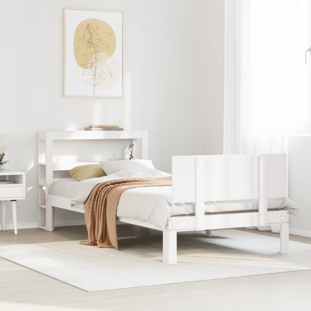 Bed Frame with Headboard without Mattress White 90x200 cm
