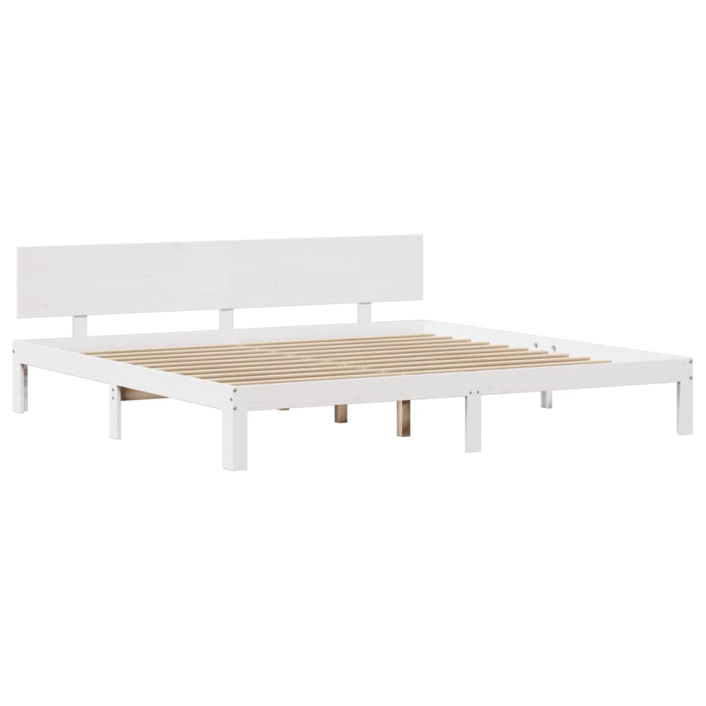 Bed Frame with Headboard without Mattress White 200x200 cm