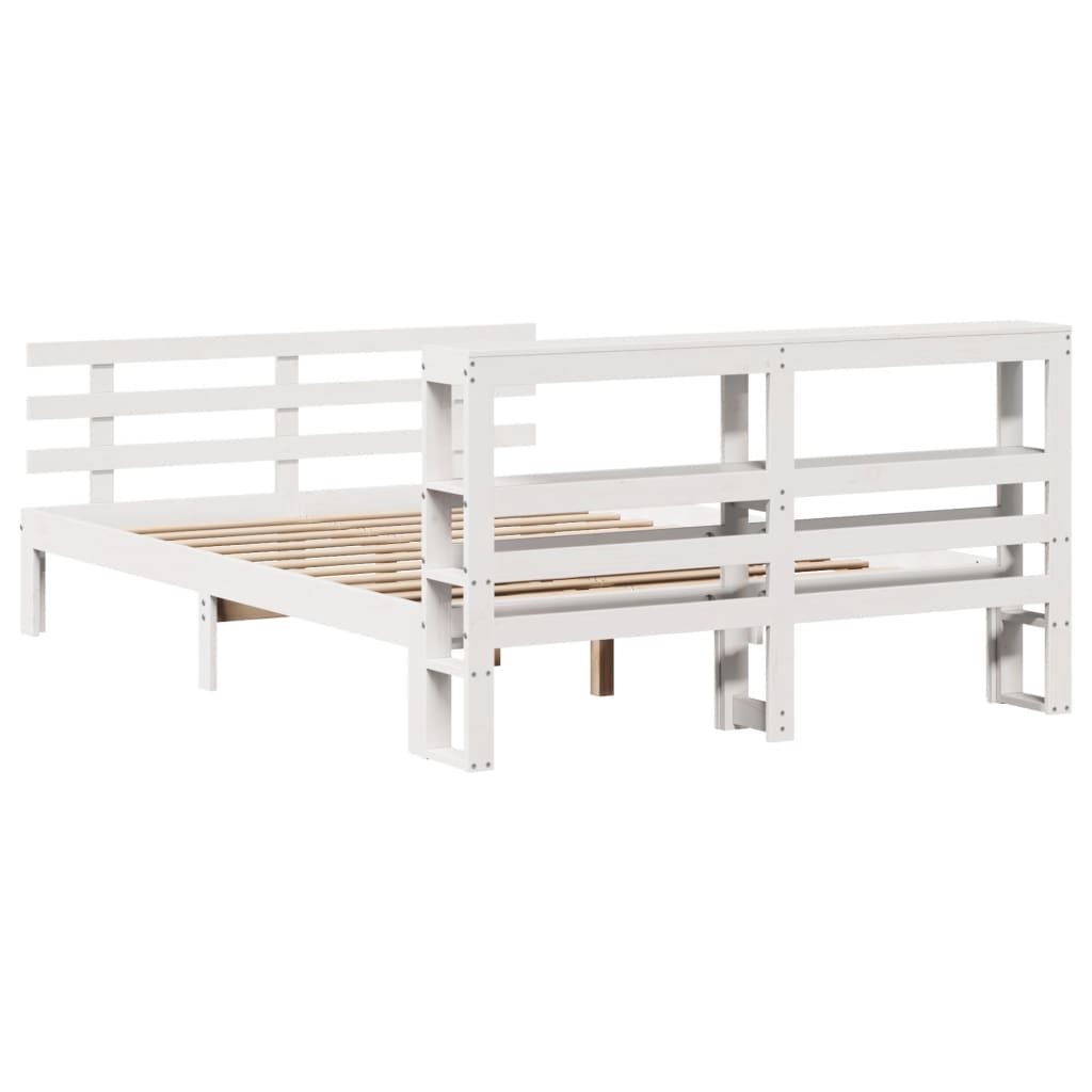 Bed Frame with Headboard without Mattress White 120x190 cm Small Double