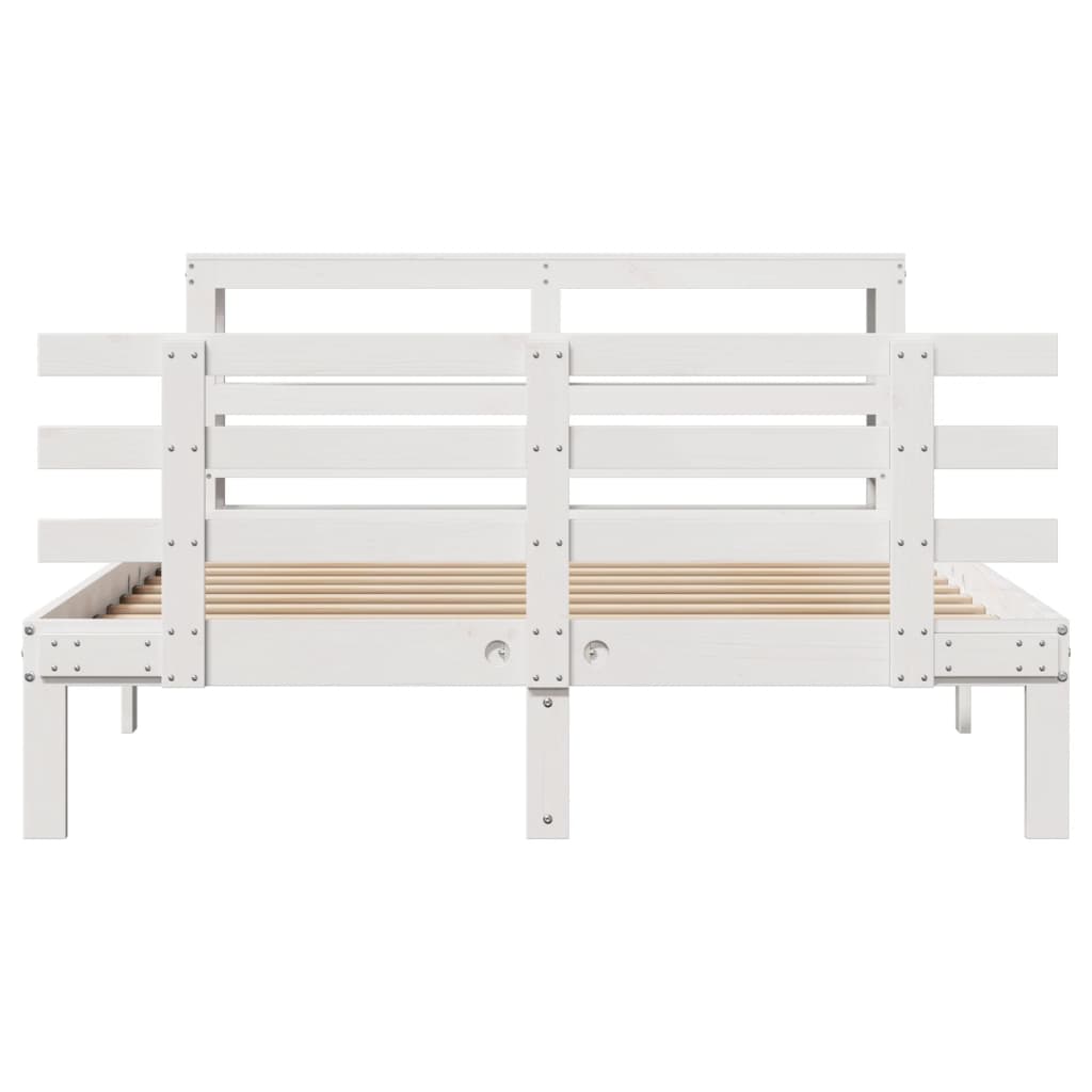 vidaXL Bed Frame with Headboard without Mattress White 135x190 cm Double