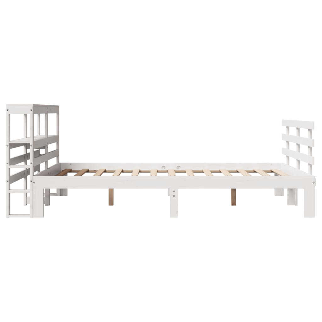 vidaXL Bed Frame with Headboard without Mattress White 140x190 cm