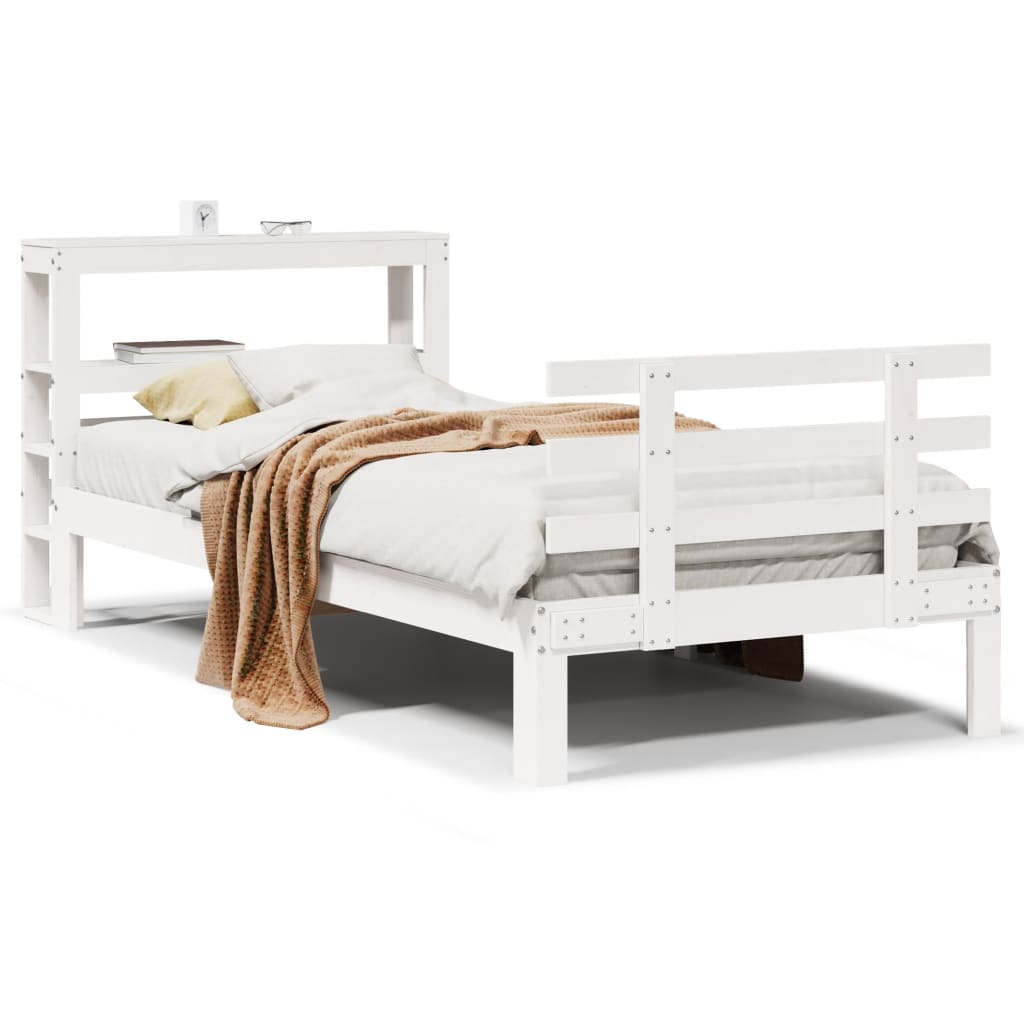 vidaXL Bed Frame with Headboard without Mattress White 90x200 cm