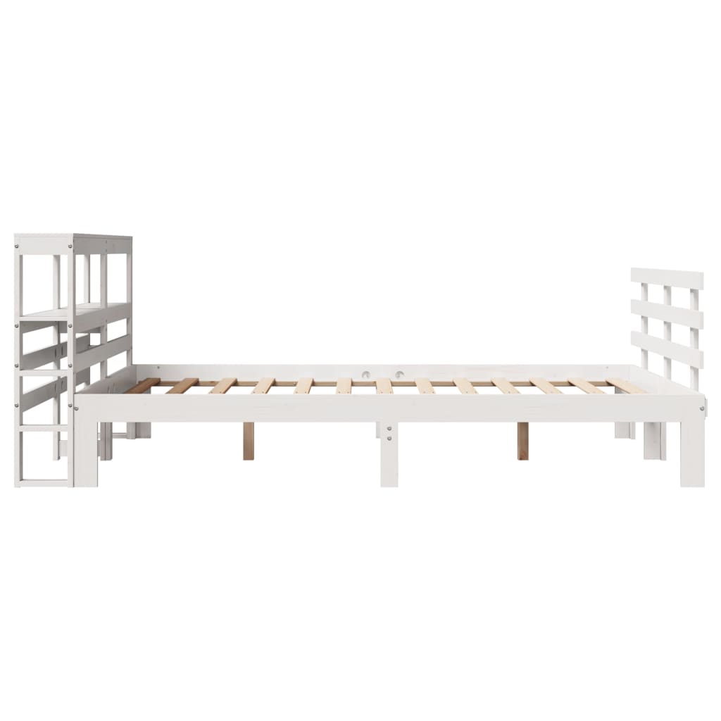 vidaXL Bed Frame with Headboard without Mattress White 150x200 cm King Size