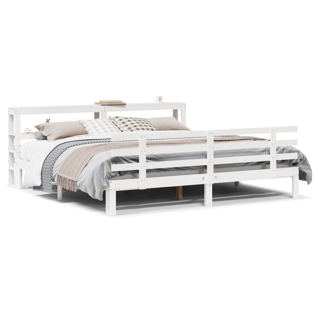 vidaXL Bed Frame with Headboard without Mattress White 180x200 cm Super King