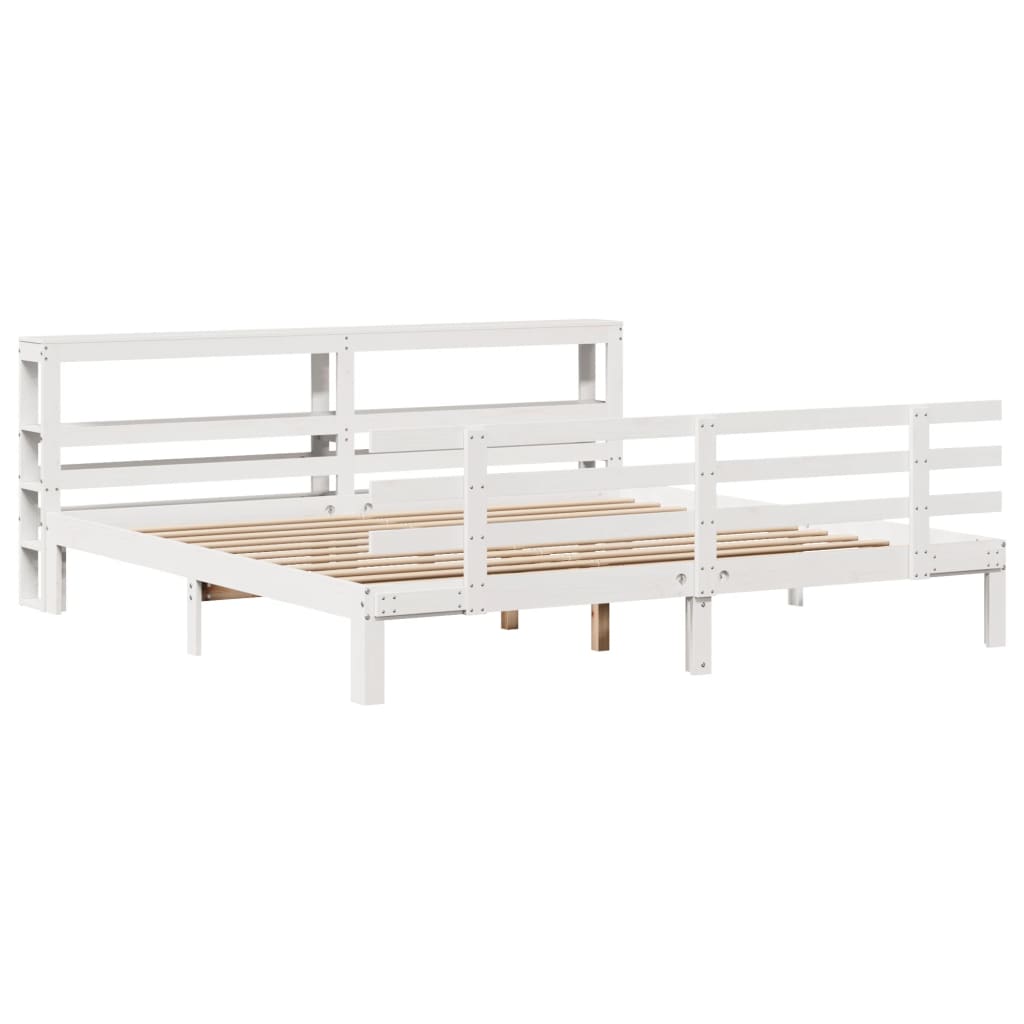 Bed Frame with Headboard without Mattress White 200x200 cm
