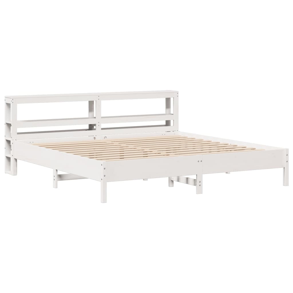 Bed Frame without Mattress White 180x200 cm Super King Solid Wood Pine