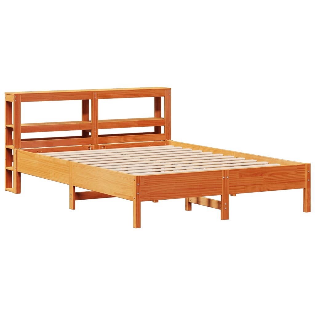 Bed Frame without Mattress Wax Brown 150x200 cm King Size Solid Wood Pine