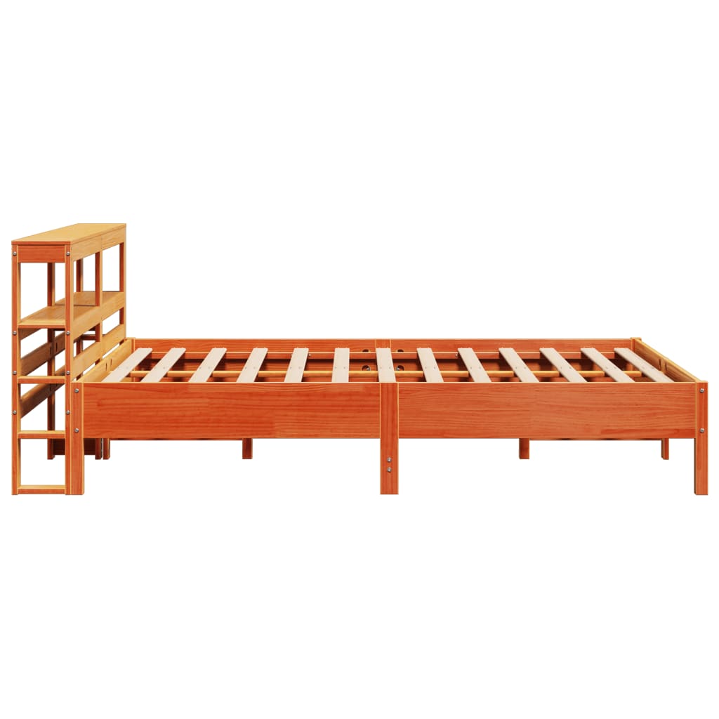 Bed Frame without Mattress Wax Brown 150x200 cm King Size Solid Wood Pine