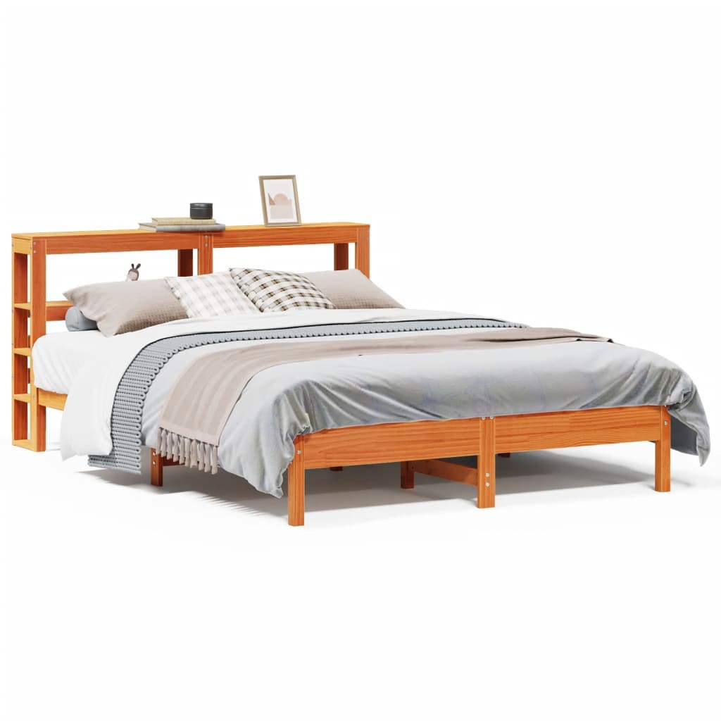 Bed Frame without Mattress Wax Brown 140x200 cm Solid Wood Pine