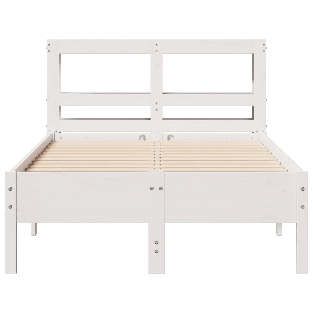 Bed Frame without Mattress White 120x200 cm Solid Wood Pine