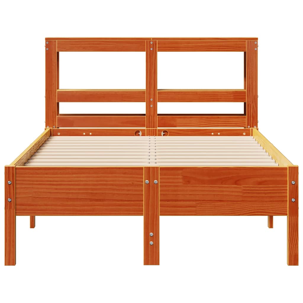 Bed Frame without Mattress Wax Brown 120x200 cm Solid Wood Pine