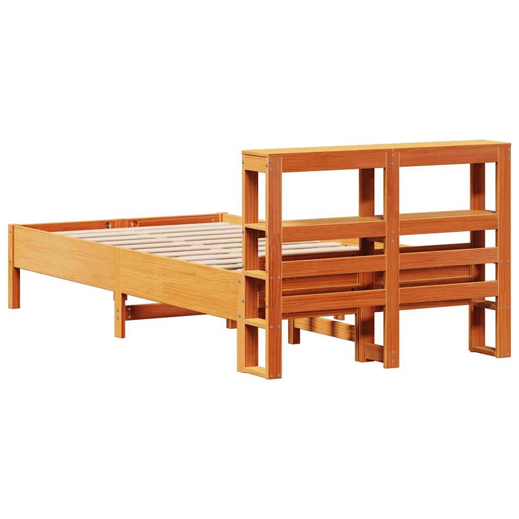 Bed Frame without Mattress Wax Brown 120x200 cm Solid Wood Pine