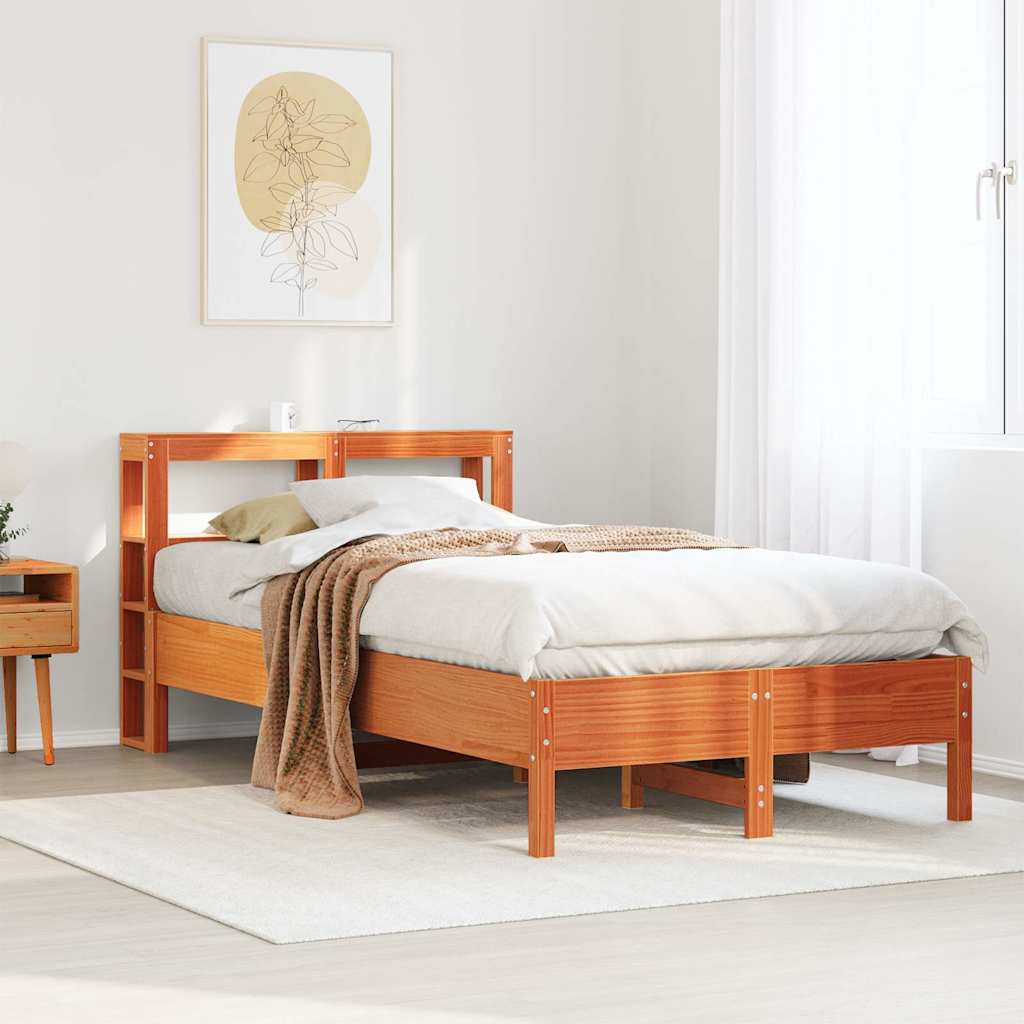 Bed Frame without Mattress Wax Brown 120x200 cm Solid Wood Pine